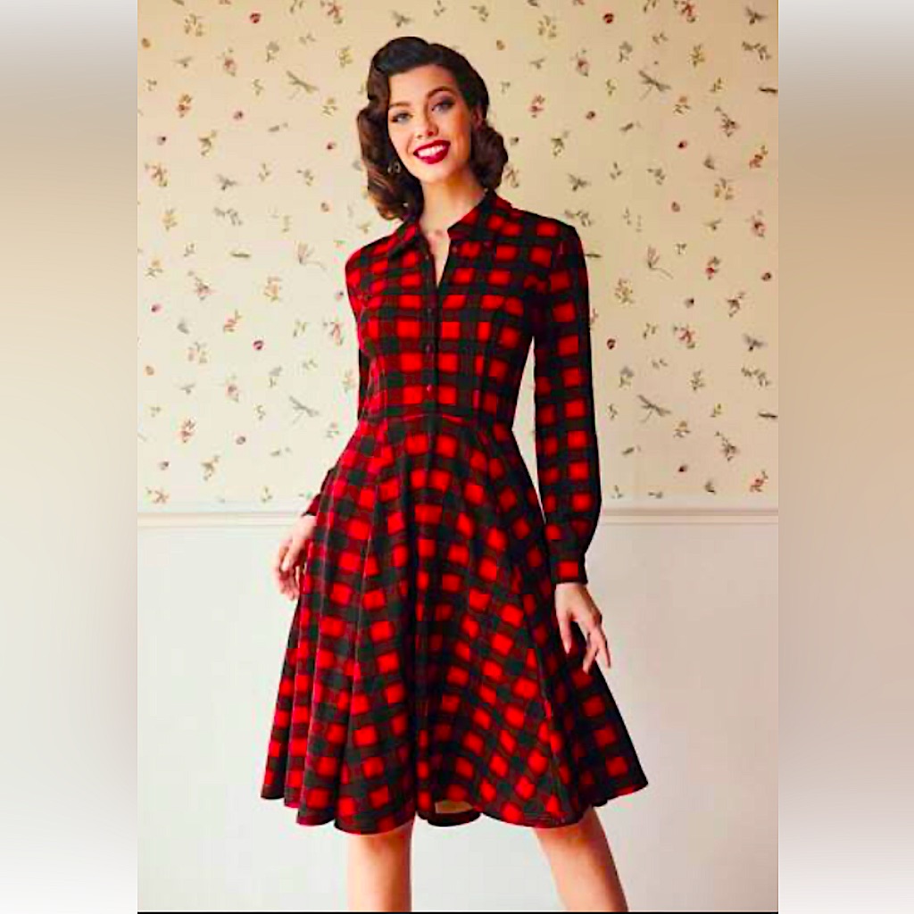 Retro Plaid Quarter Sleeve Shirt Dress - Nwt, Size M/L
